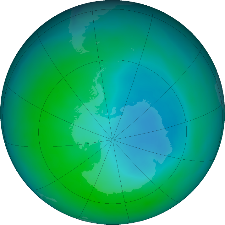 Antarctic ozone map for December 2022